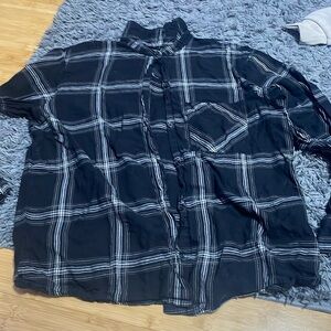 black plaid button down